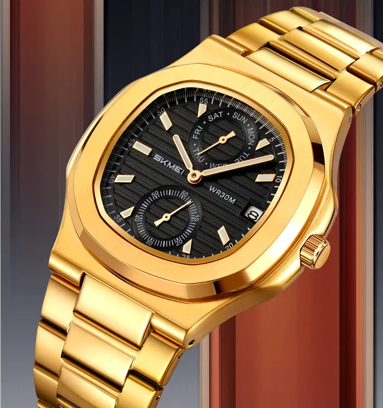 SKMEI 2423 Men's Quartz Watch – 30M Waterproof, Stainless Steel Strap