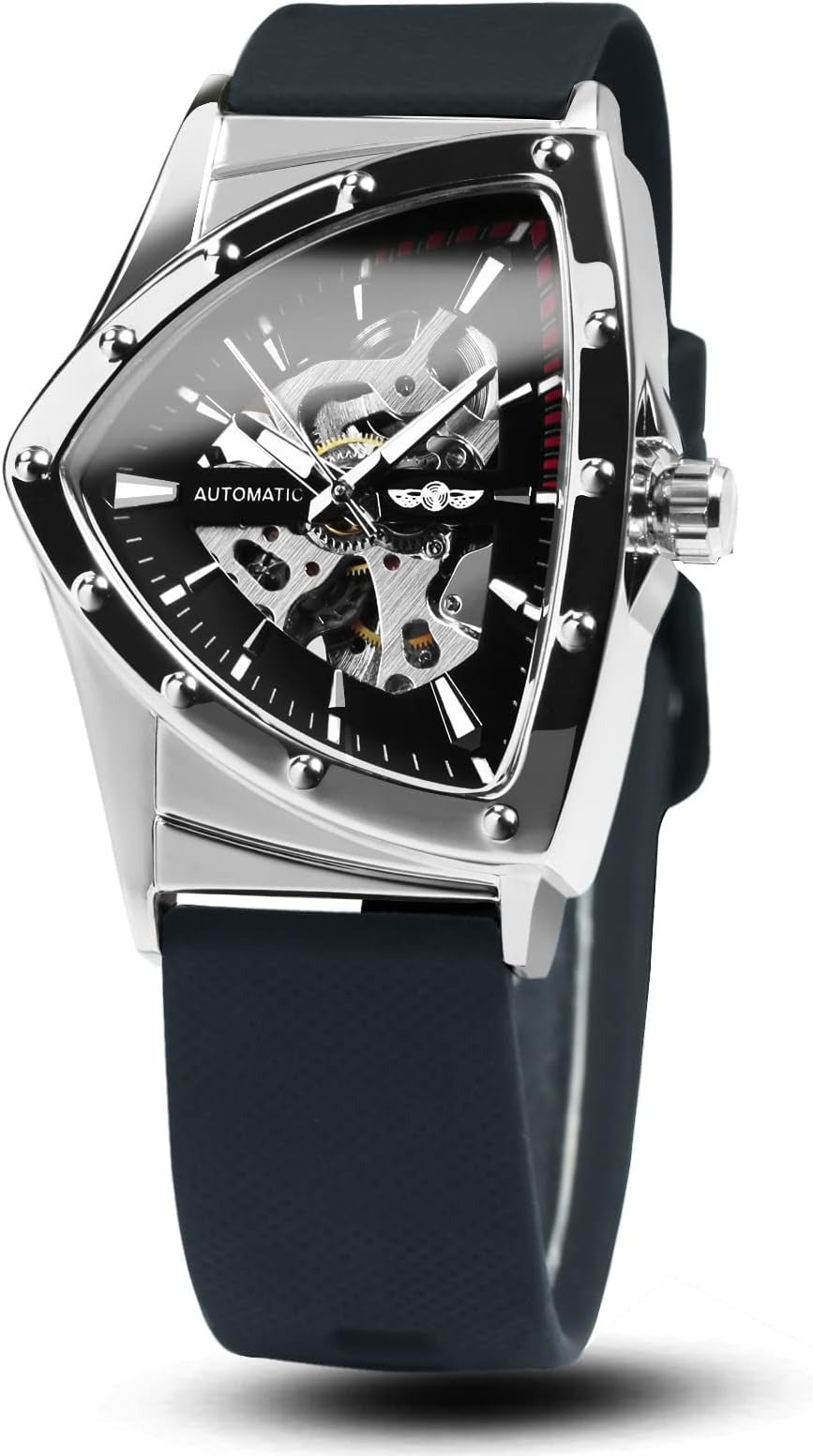 ♛Luxury Riyal Aura Mechanical Wrist Watch Triangle Racing Dial♕