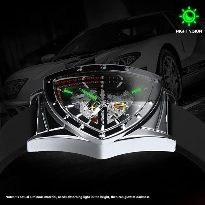 ♛Luxury Riyal Aura Mechanical Wrist Watch Triangle Racing Dial♕