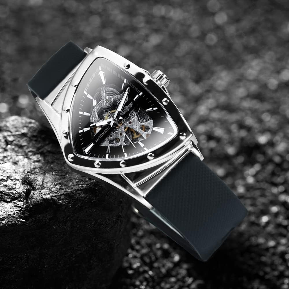 ♛Luxury Riyal Aura Mechanical Wrist Watch Triangle Racing Dial♕