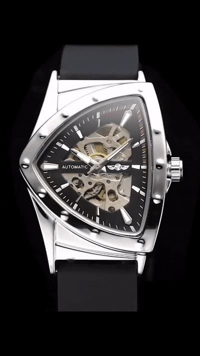 ♛Luxury Riyal Aura Mechanical Wrist Watch Triangle Racing Dial♕