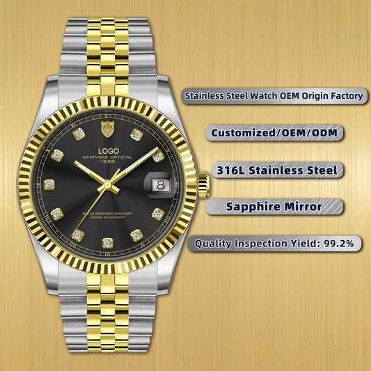 Luxury Stainless Steel Men's Quartz Watch with Seiko Movement – Stylish Business Timepiece
